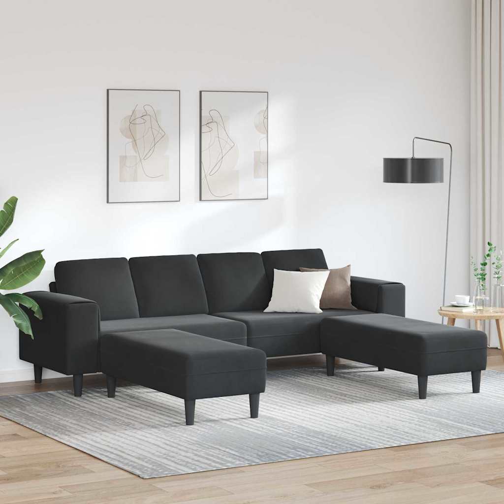 Sofa Set Black Velvet