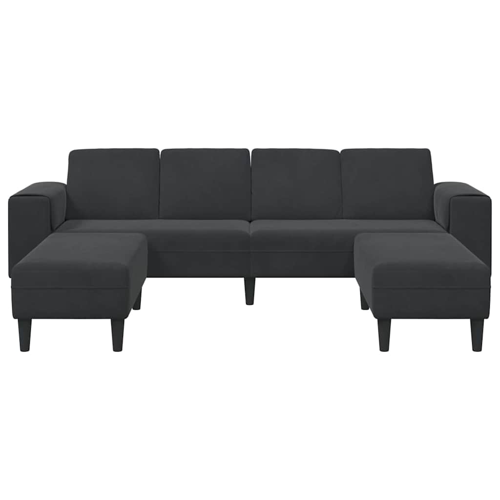 Sofa Set Black Velvet