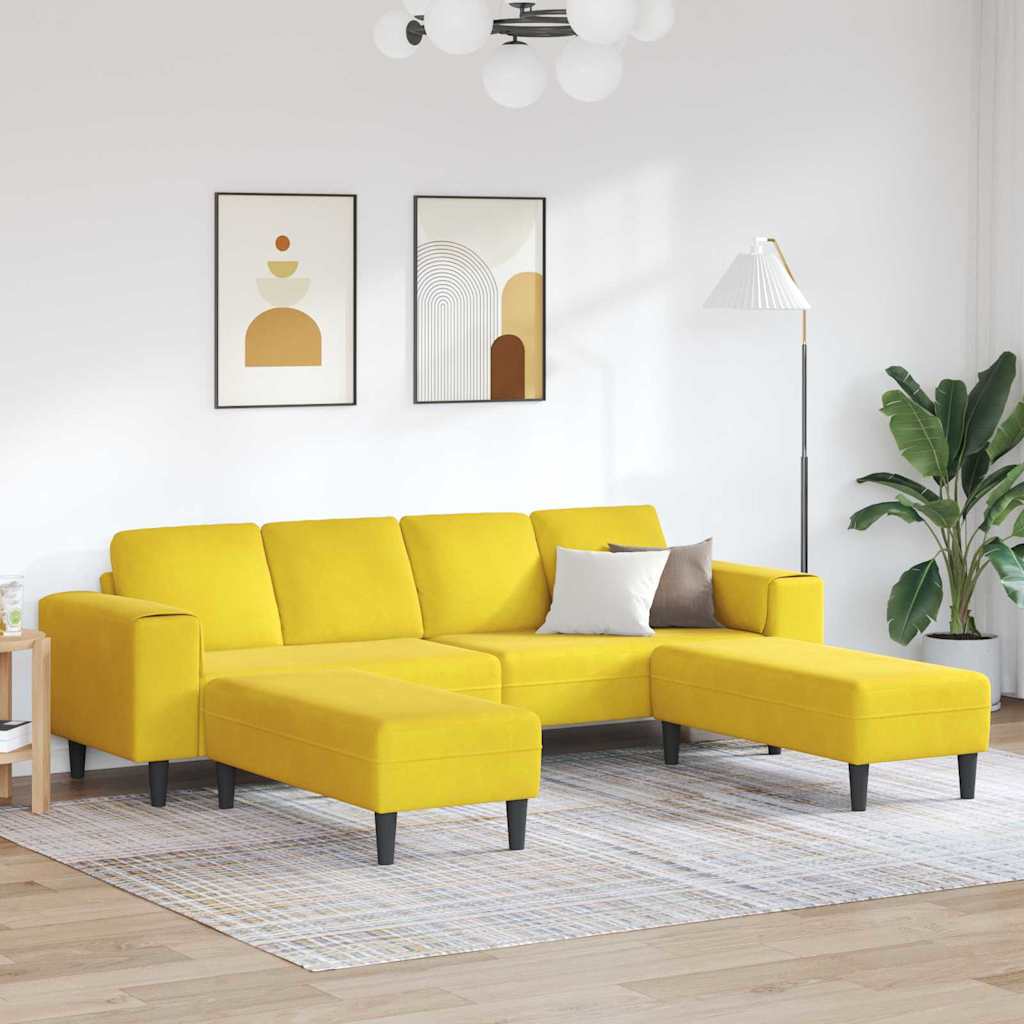 Sofa Set Yellow Velvet