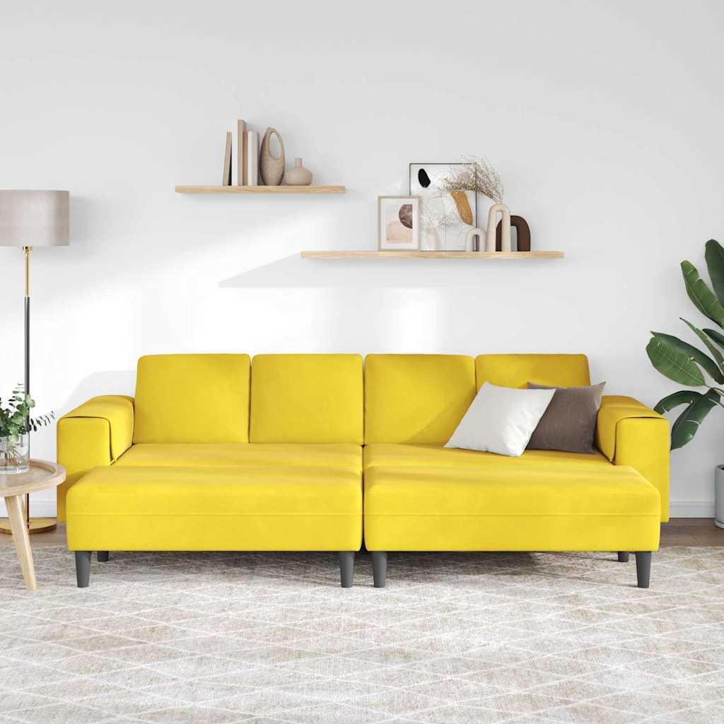 Sofa Set Yellow Velvet