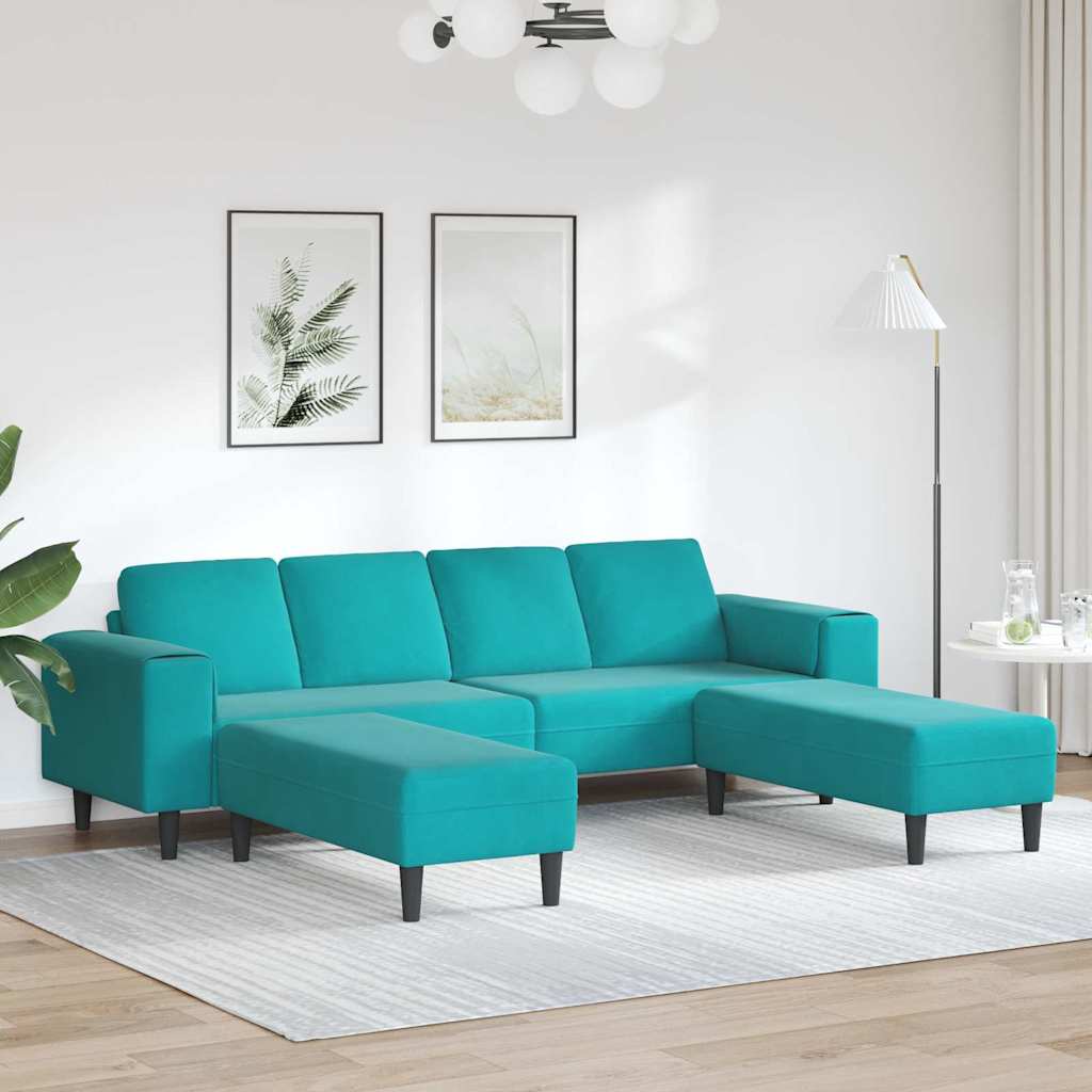 Sofa Set Turquoise Velvet