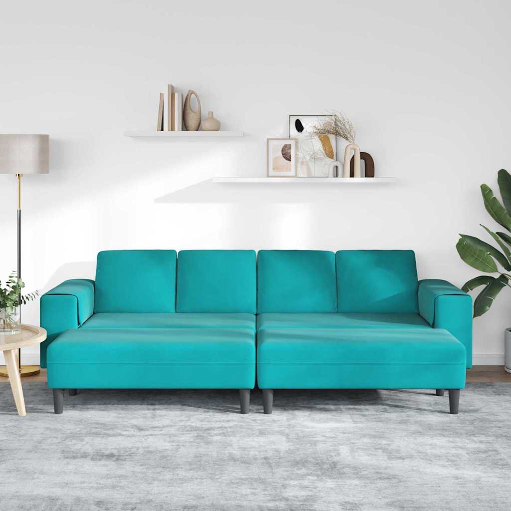 Sofa Set Turquoise Velvet