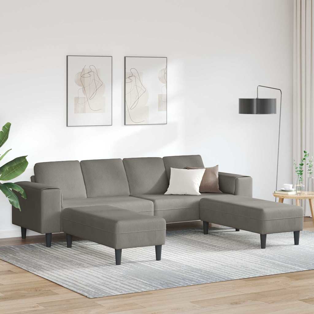 Fabric Sofa with Cushion Light Grey Corduroy fabric