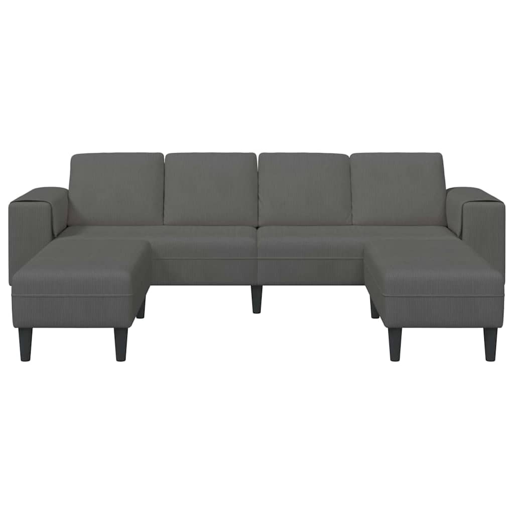 Fabric Sofa with Cushion Dark Grey Corduroy fabric