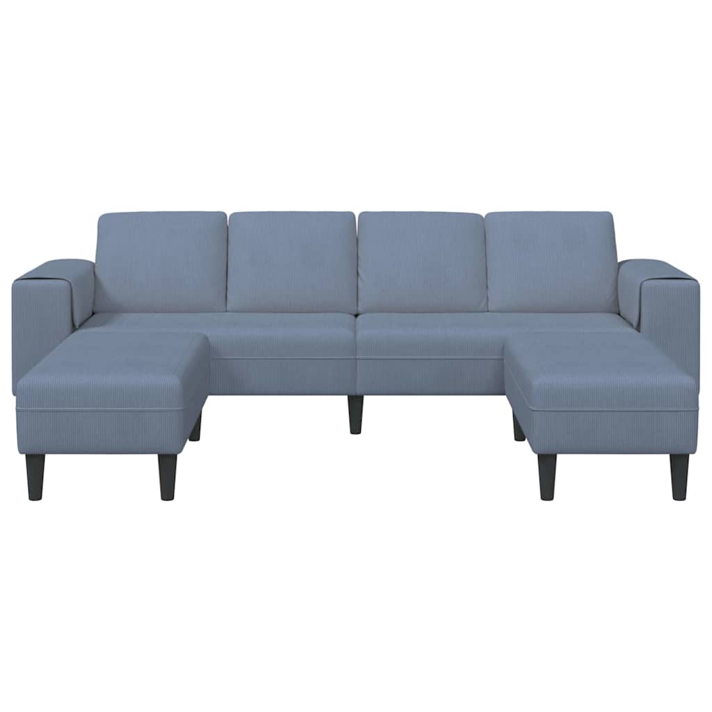 Fabric Sofa with Cushion Blue Corduroy fabric