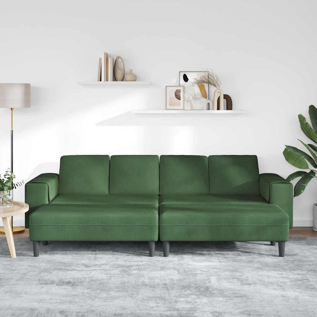 Fabric Sofa with Cushion Dark Green Corduroy fabric