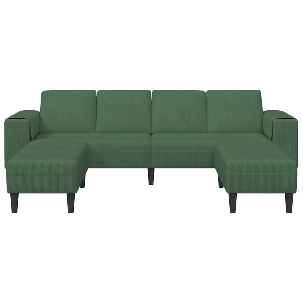 Fabric Sofa with Cushion Dark Green Corduroy fabric