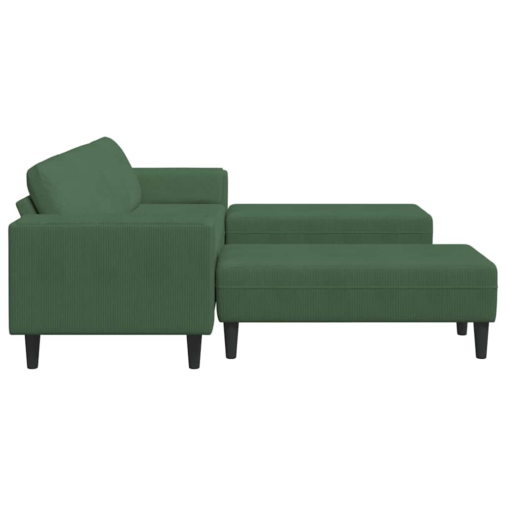 Fabric Sofa with Cushion Dark Green Corduroy fabric