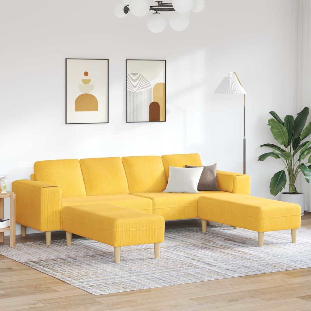 Fabric Sofa Light Yellow Corduroy fabric