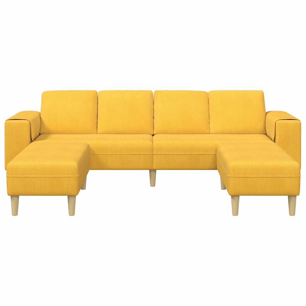 Fabric Sofa Light Yellow Corduroy fabric