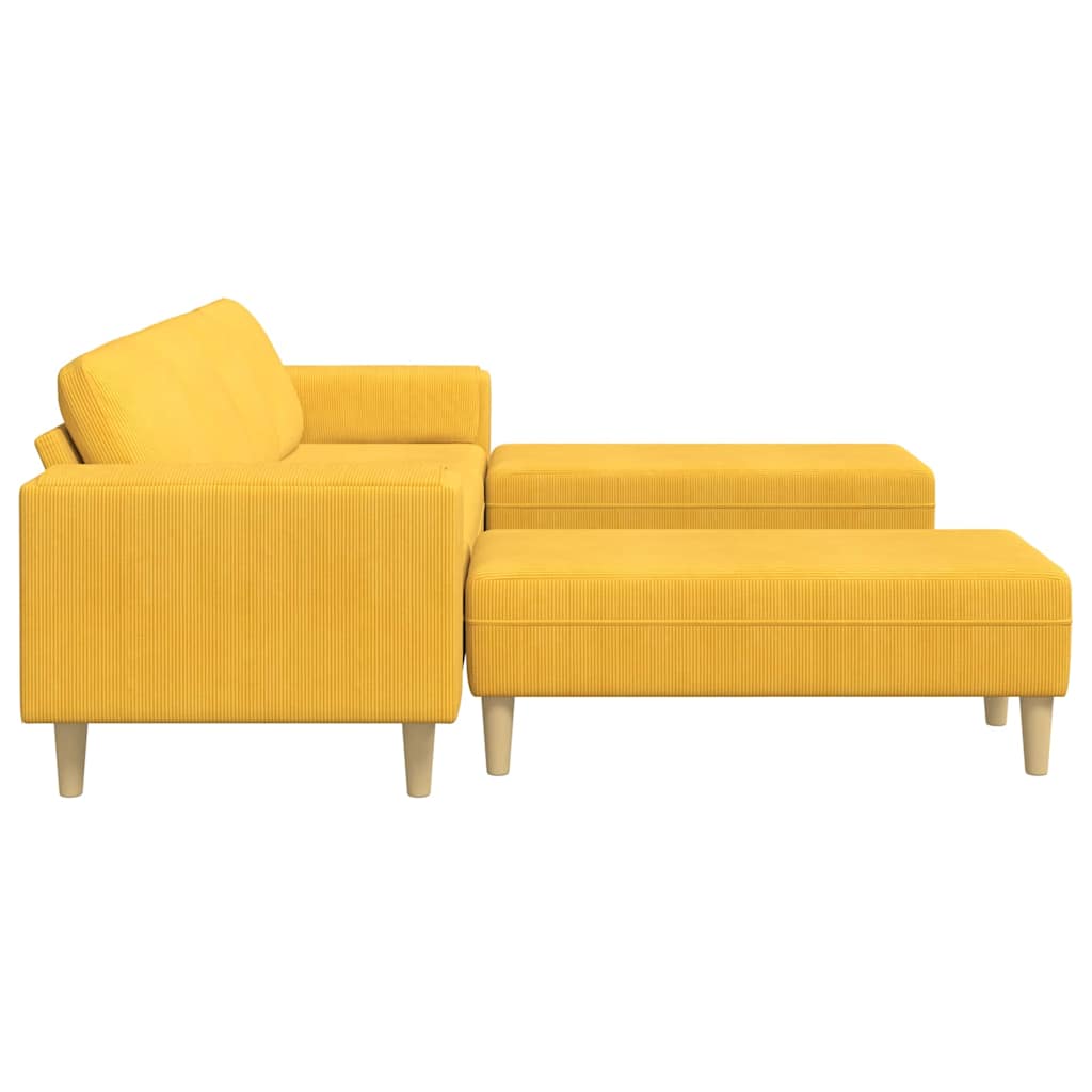 Fabric Sofa Light Yellow Corduroy fabric