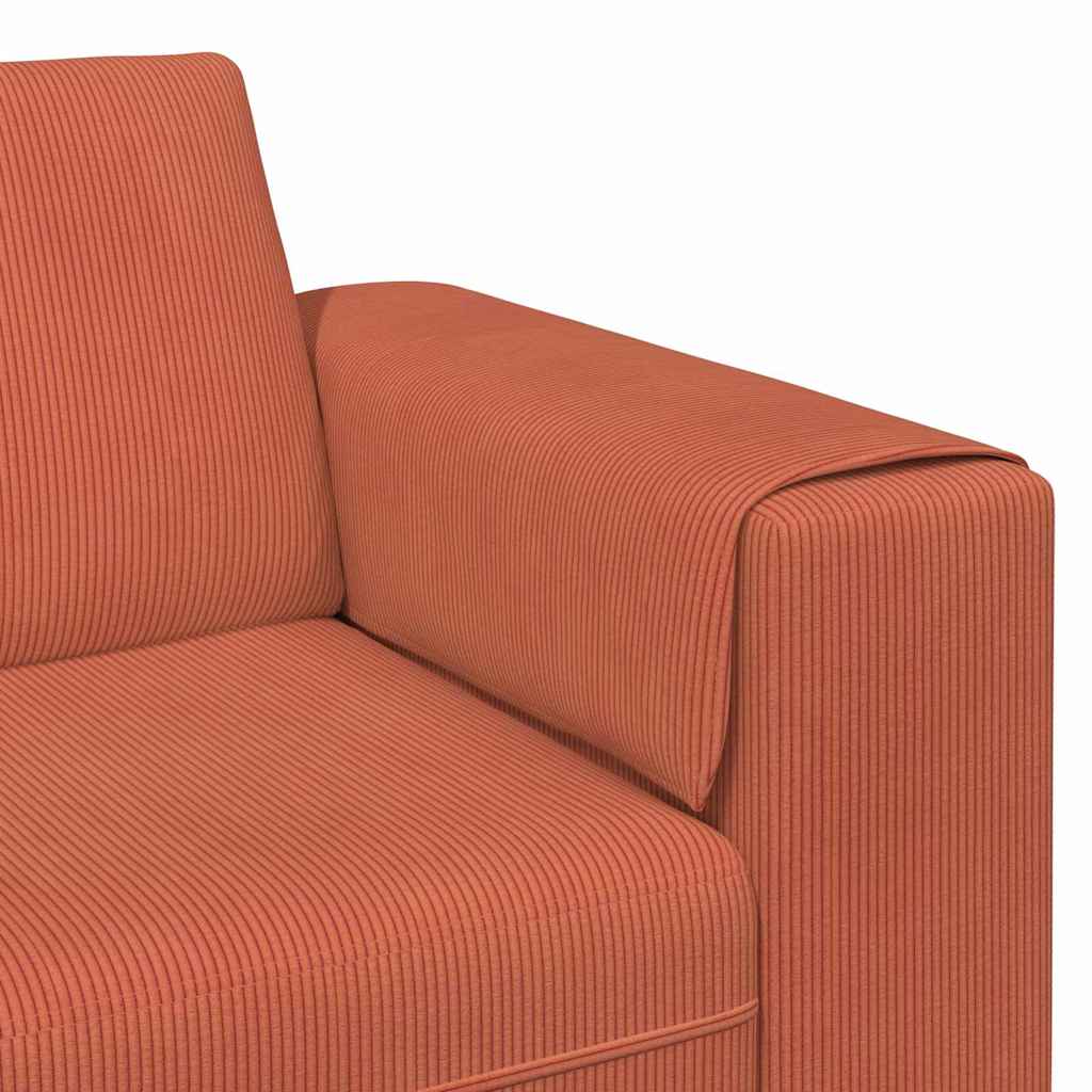 Fabric Sofa with Cushion Red Orange 208 cm Corduroy fabric