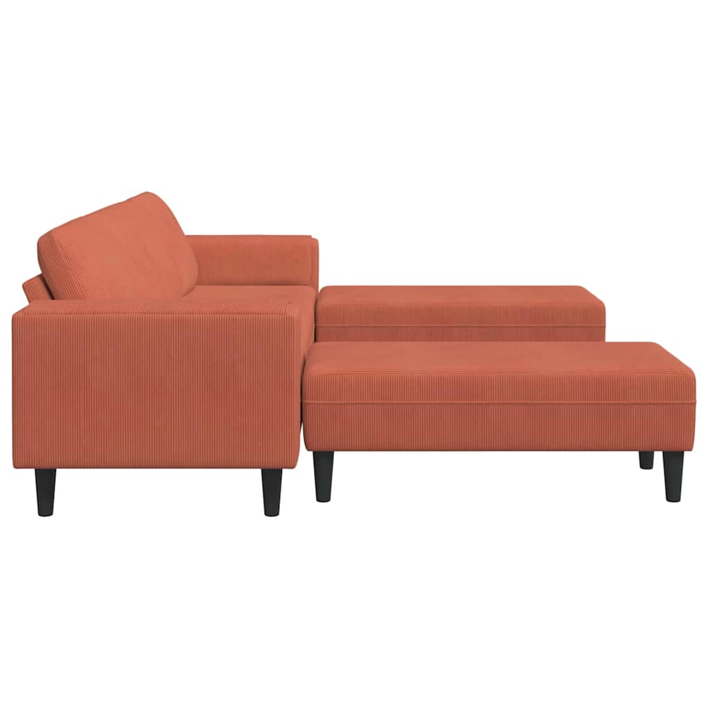 Fabric Sofa with Cushion Red Orange 208 cm Corduroy fabric