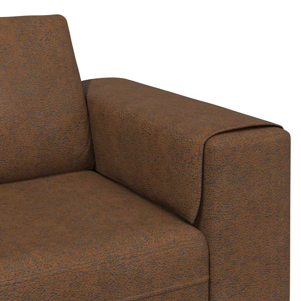 Sofa Set Brown Faux suede leather