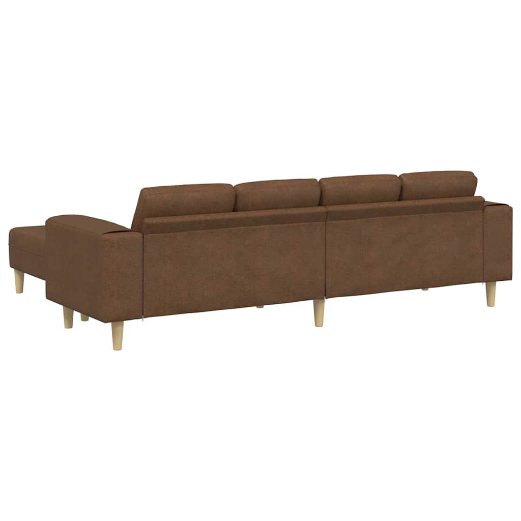 Sofa Set Brown Faux suede leather