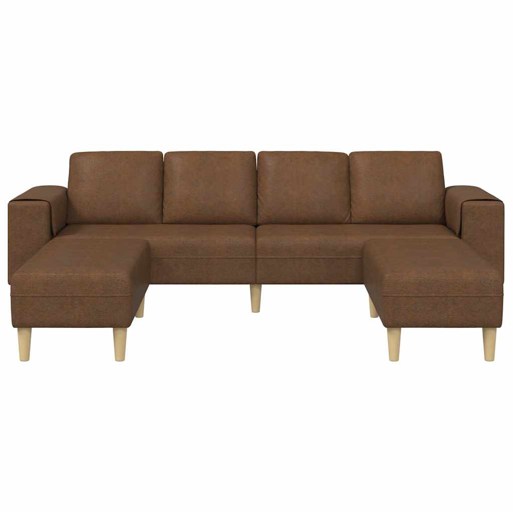 Sofa Set Brown Faux suede leather
