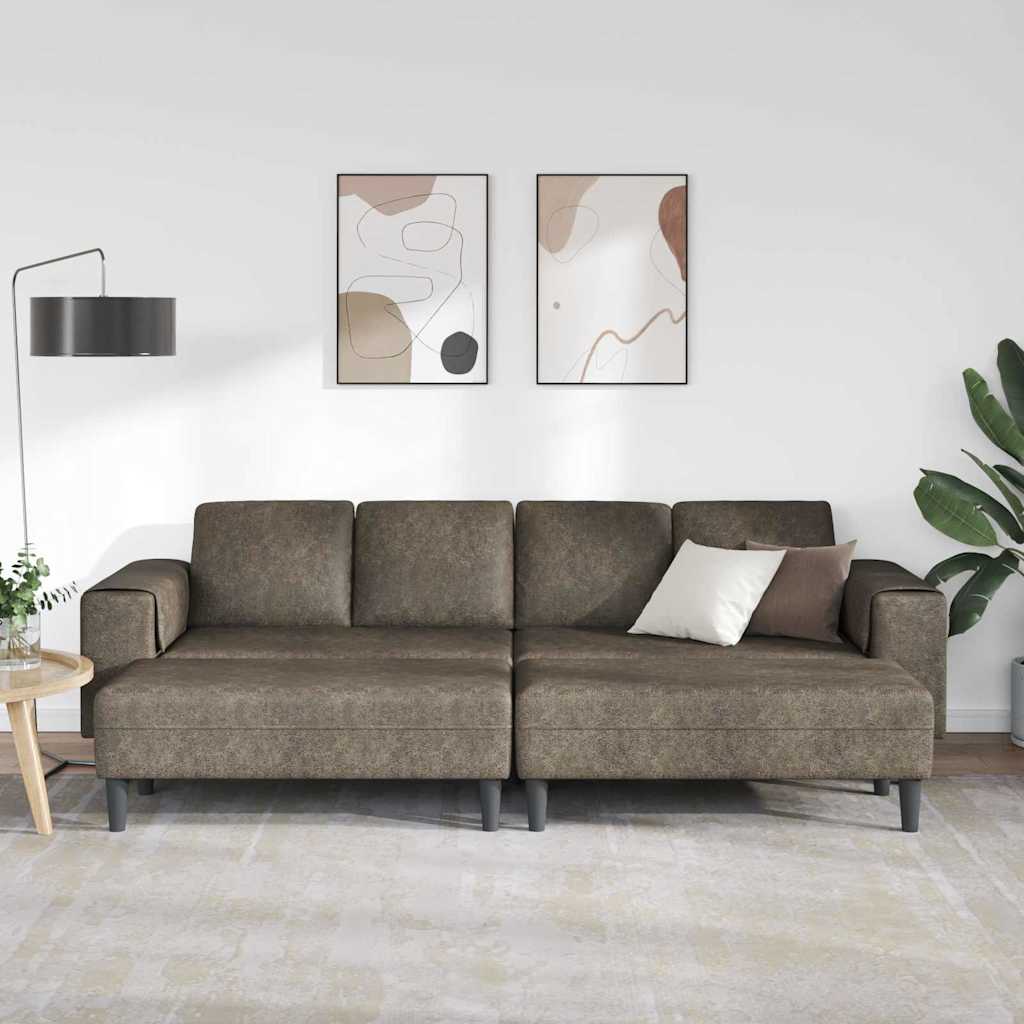 Sofa Set Dark grey Faux suede leather