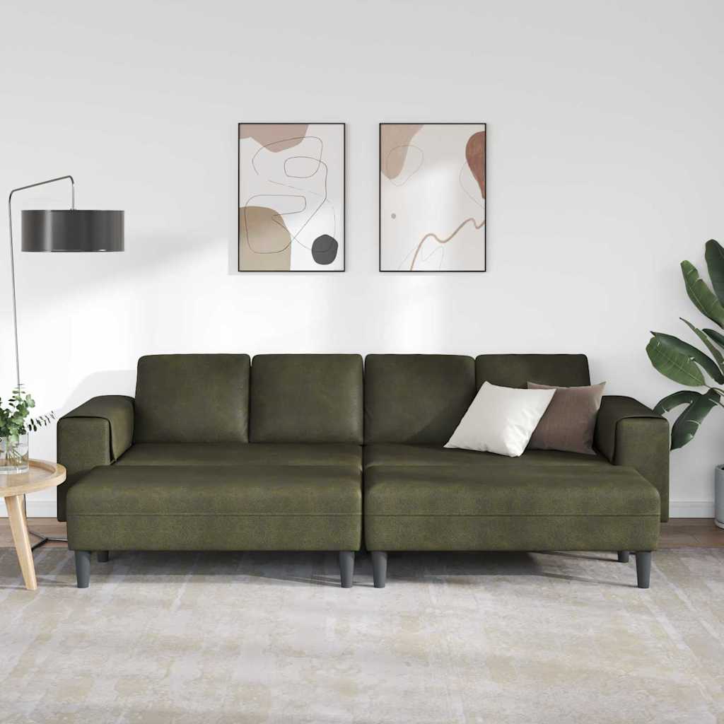 Sofa Set Army green Faux suede leather