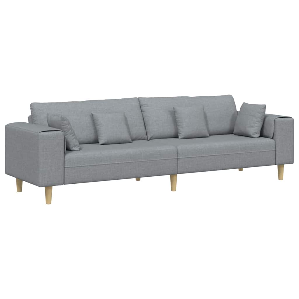 Fabric Sofa with Cushion Light Grey 208 cm Fabric