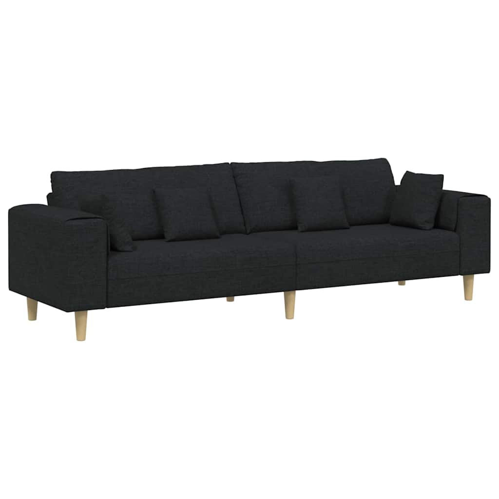 Fabric Sofa with Cushion Black 208 cm Fabric