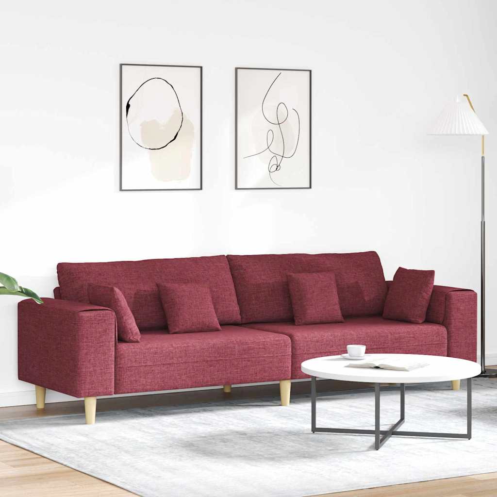 Fabric Sofa with Cushion Wine Red 208 cm Fabric