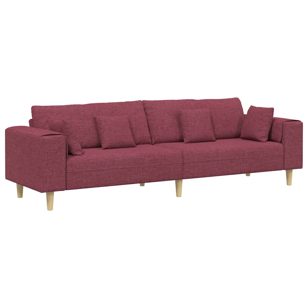Fabric Sofa with Cushion Wine Red 208 cm Fabric