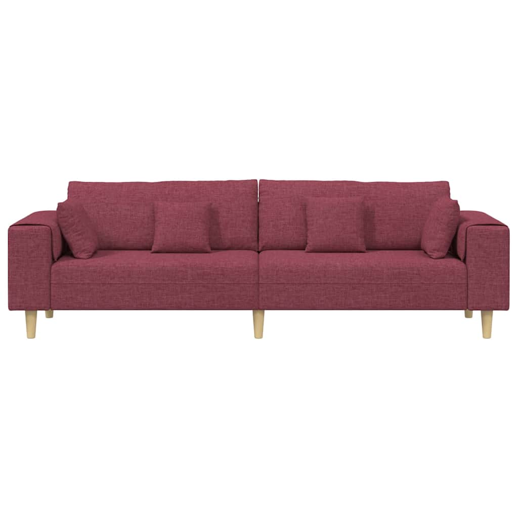 Fabric Sofa with Cushion Wine Red 208 cm Fabric