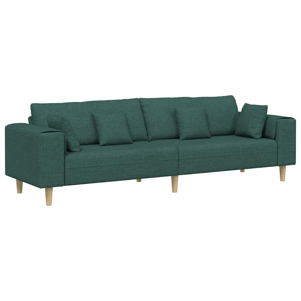 Fabric Sofa with Cushion Dark Green 208 cm Fabric