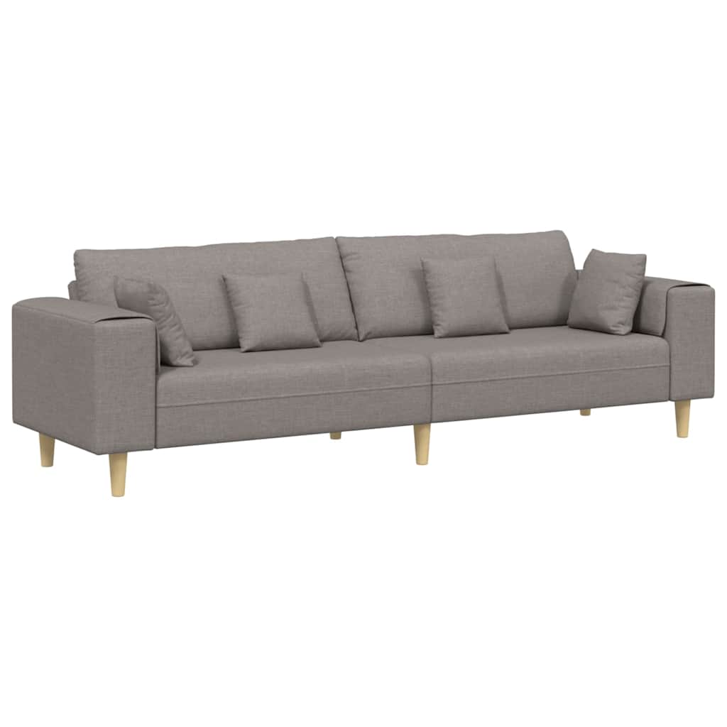 Fabric Sofa with Cushion Taupe 208 cm Fabric