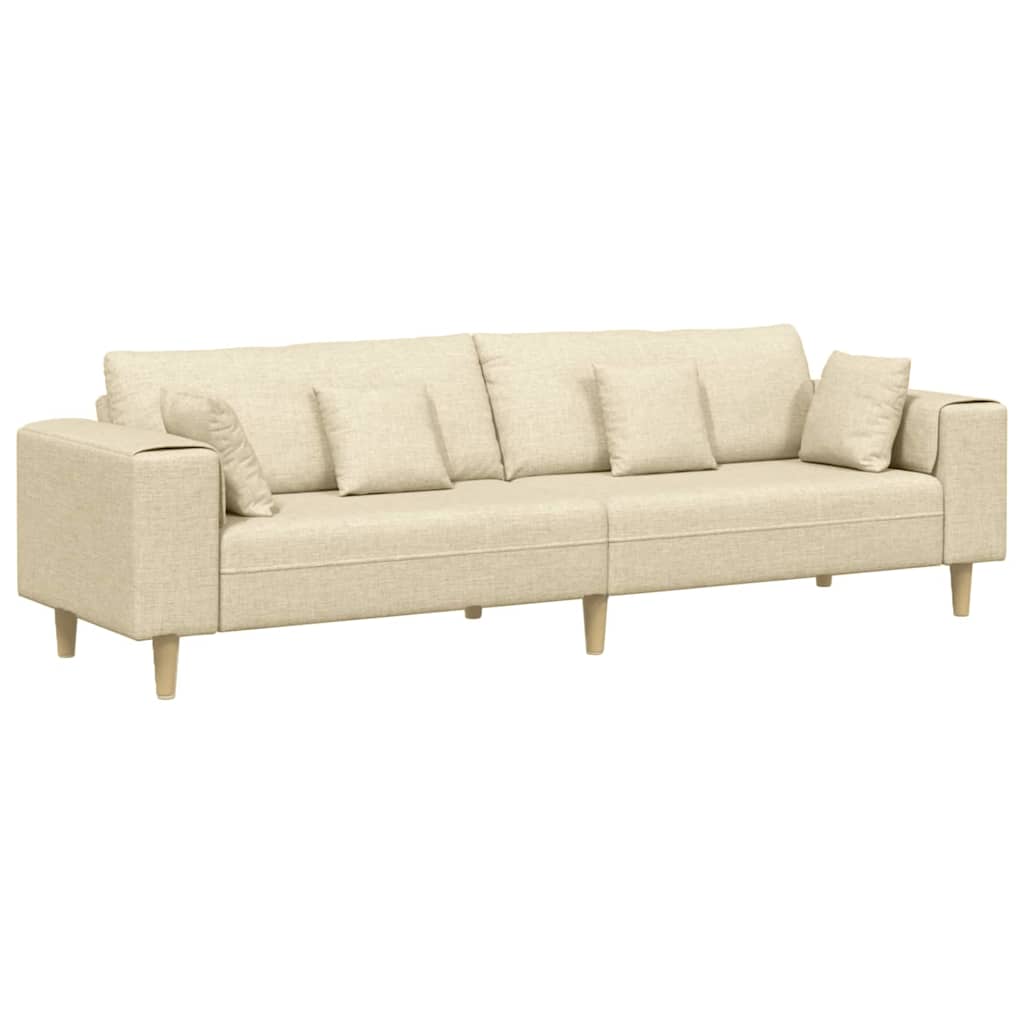 Fabric Sofa with Cushion Cream 208 cm Fabric