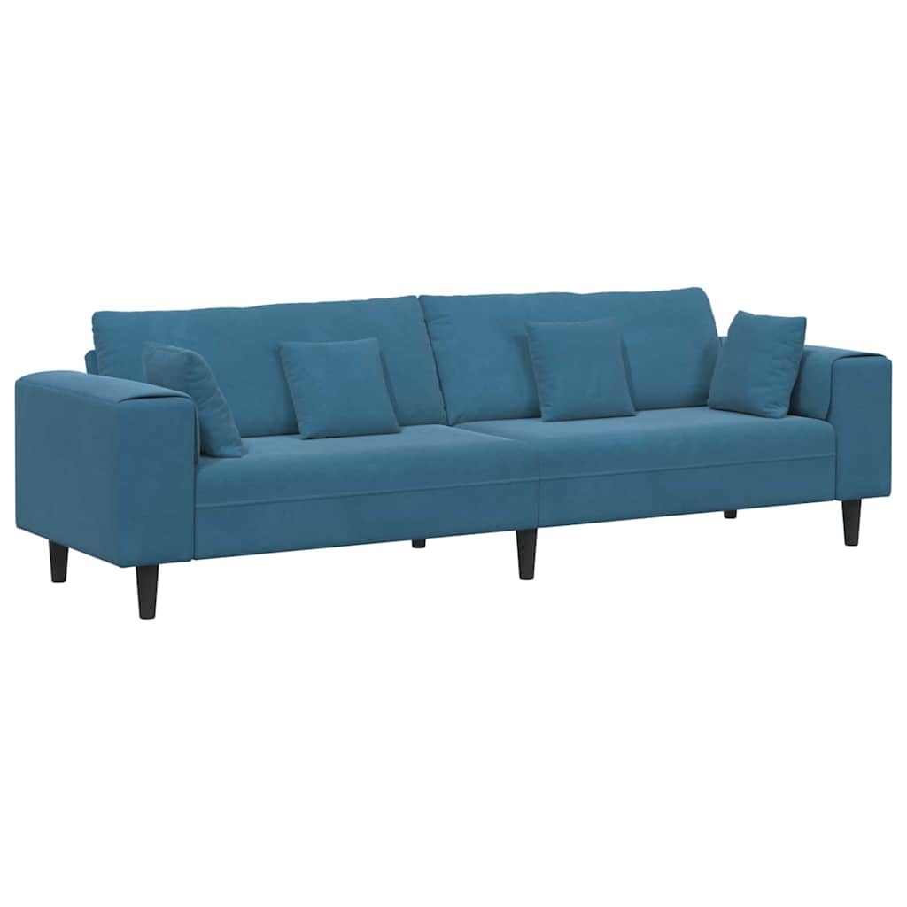 Velvet Sofa with Cushion Blue 208 cm Velvet
