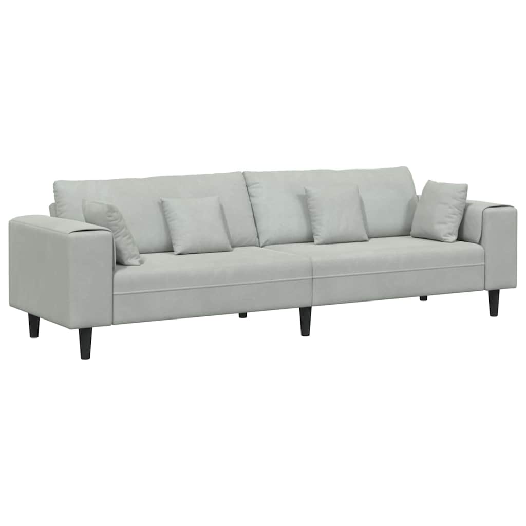 Velvet Sofa with Cushion Light Grey 208 cm Velvet