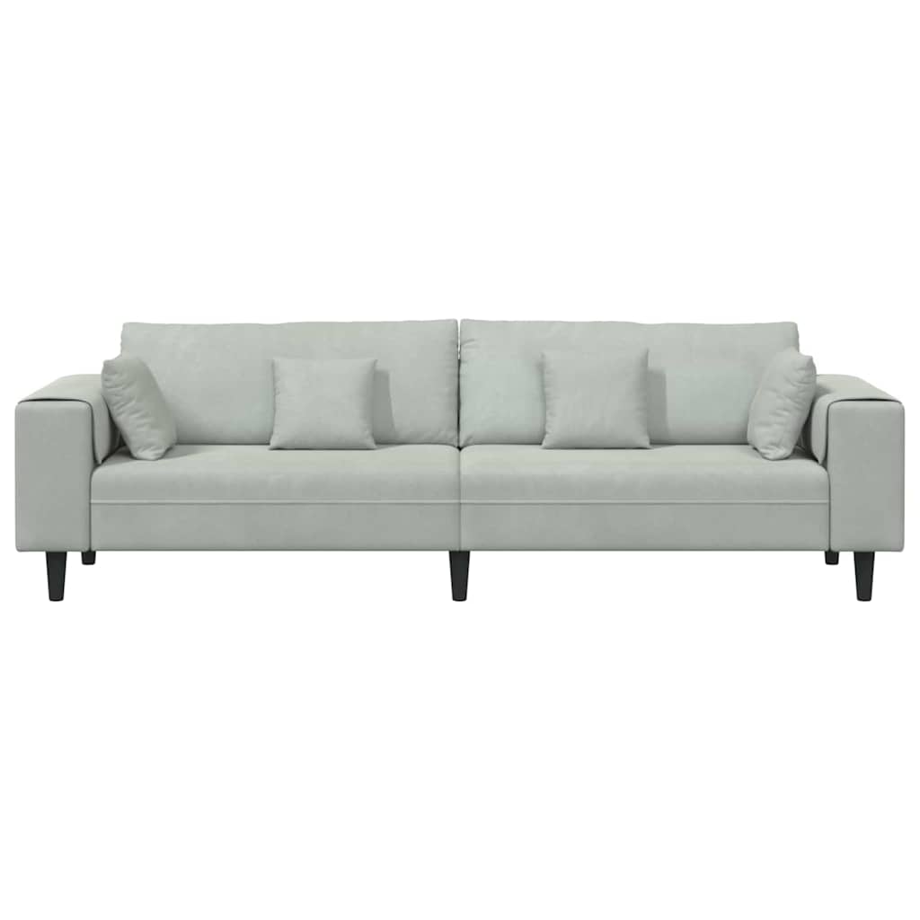 Velvet Sofa with Cushion Light Grey 208 cm Velvet