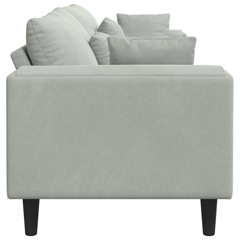 Velvet Sofa with Cushion Light Grey 208 cm Velvet