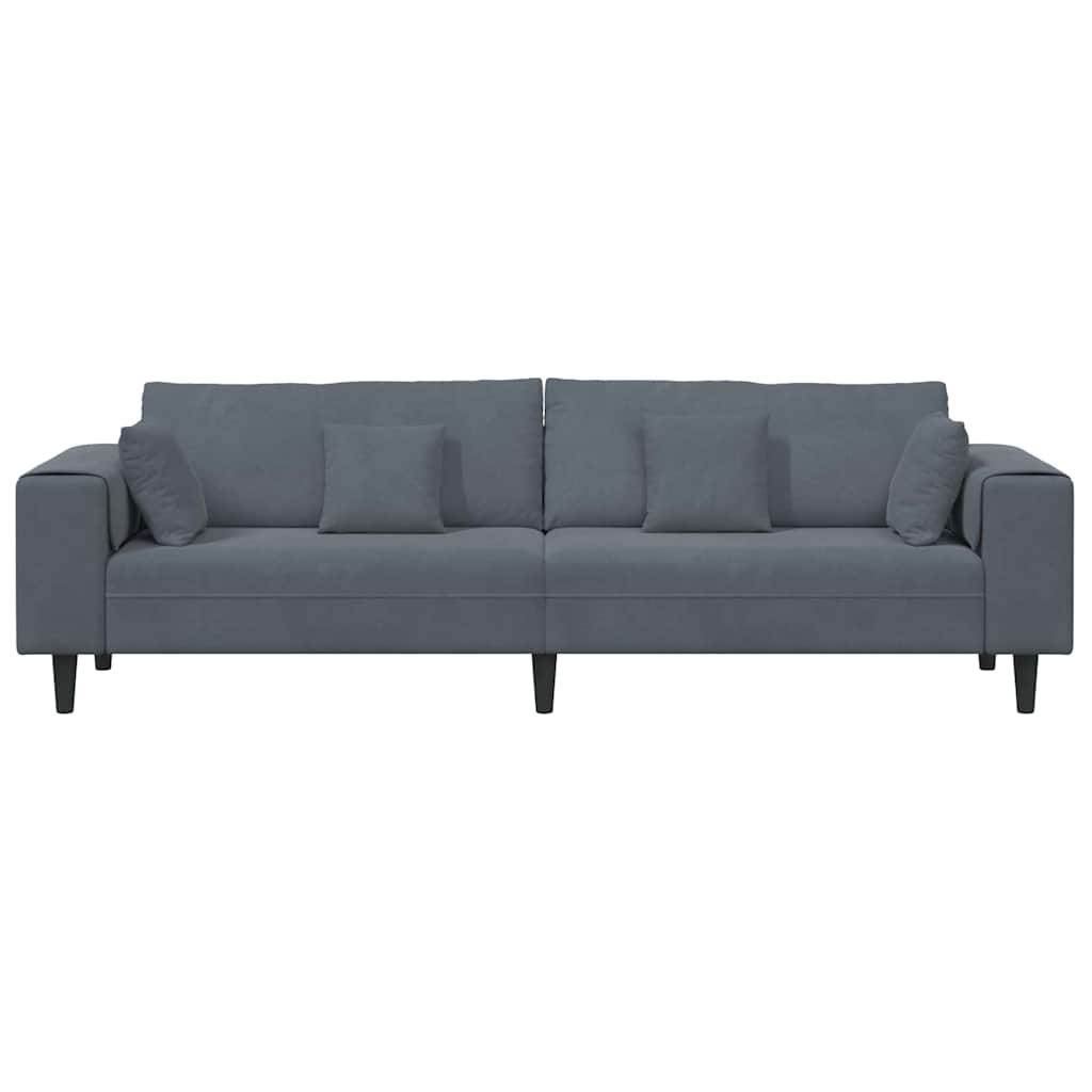 Velvet Sofa with Cushion Dark Grey 208 cm Velvet
