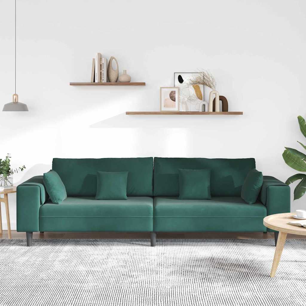 Velvet Sofa with Cushion Dark Green 208 cm Velvet