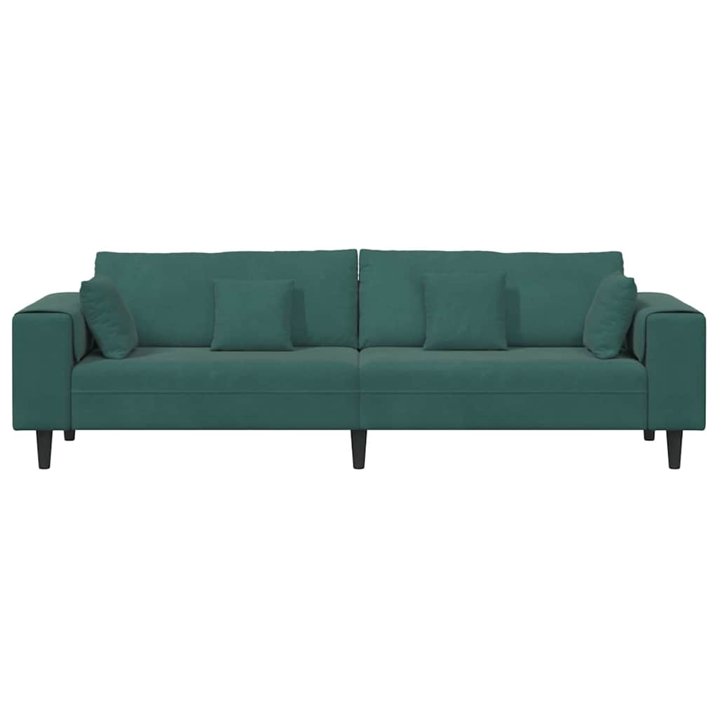 Velvet Sofa with Cushion Dark Green 208 cm Velvet