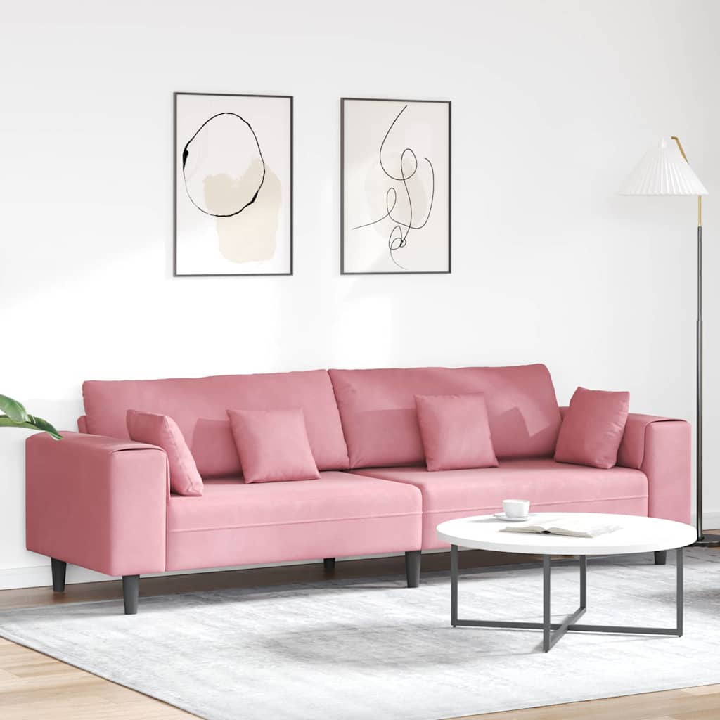 Velvet Sofa with Cushion Pink 209 cm Velvet