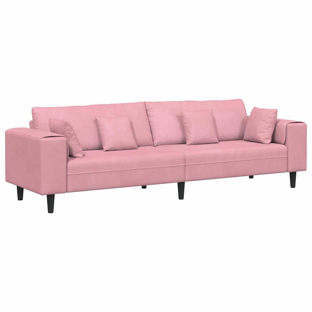 Velvet Sofa with Cushion Pink 209 cm Velvet