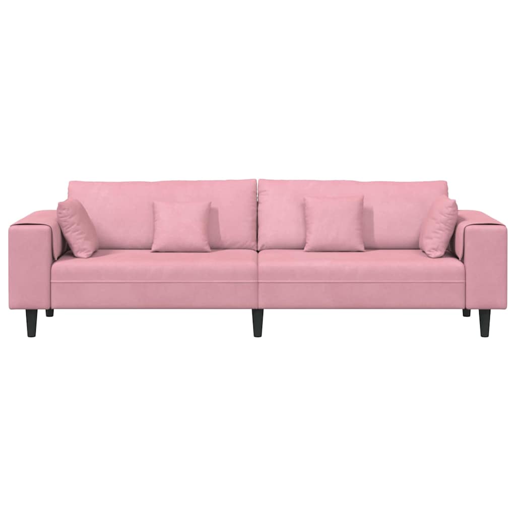 Velvet Sofa with Cushion Pink 209 cm Velvet