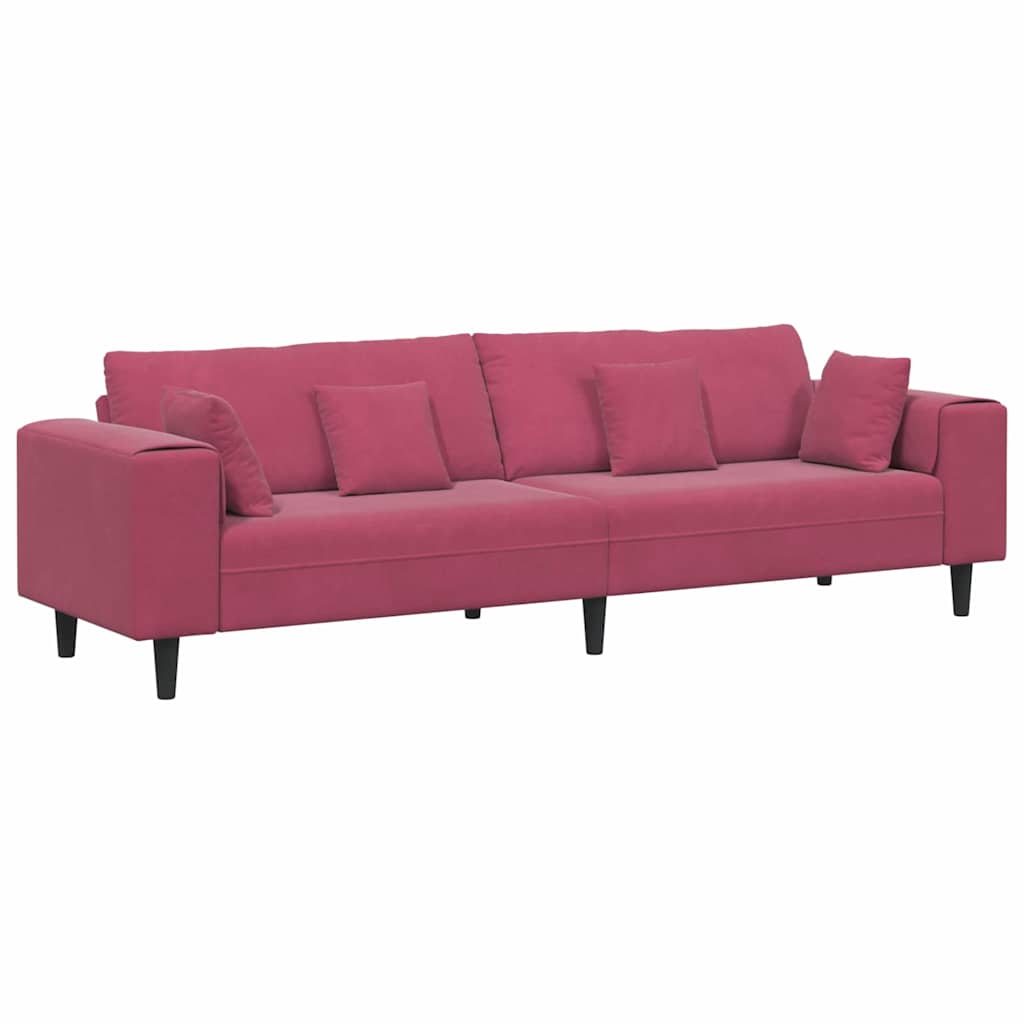 Velvet Sofa with Cushion Wine Red 208 cm Velvet