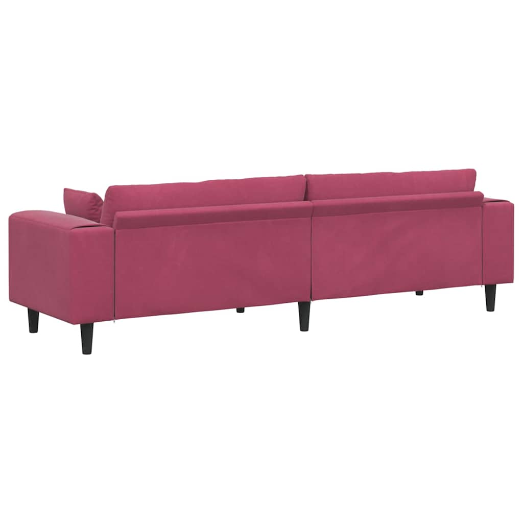 Velvet Sofa with Cushion Wine Red 208 cm Velvet