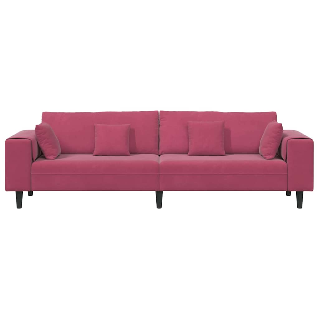 Velvet Sofa with Cushion Wine Red 208 cm Velvet