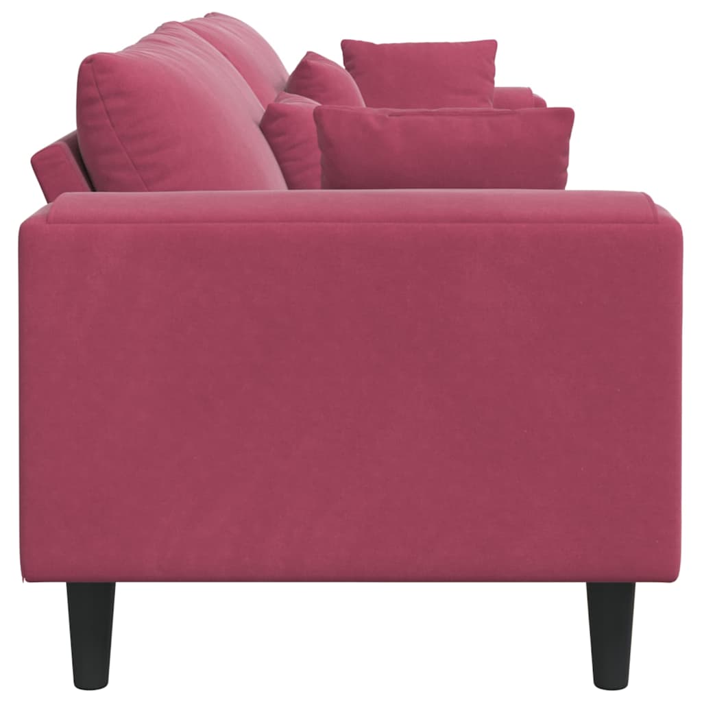 Velvet Sofa with Cushion Wine Red 208 cm Velvet