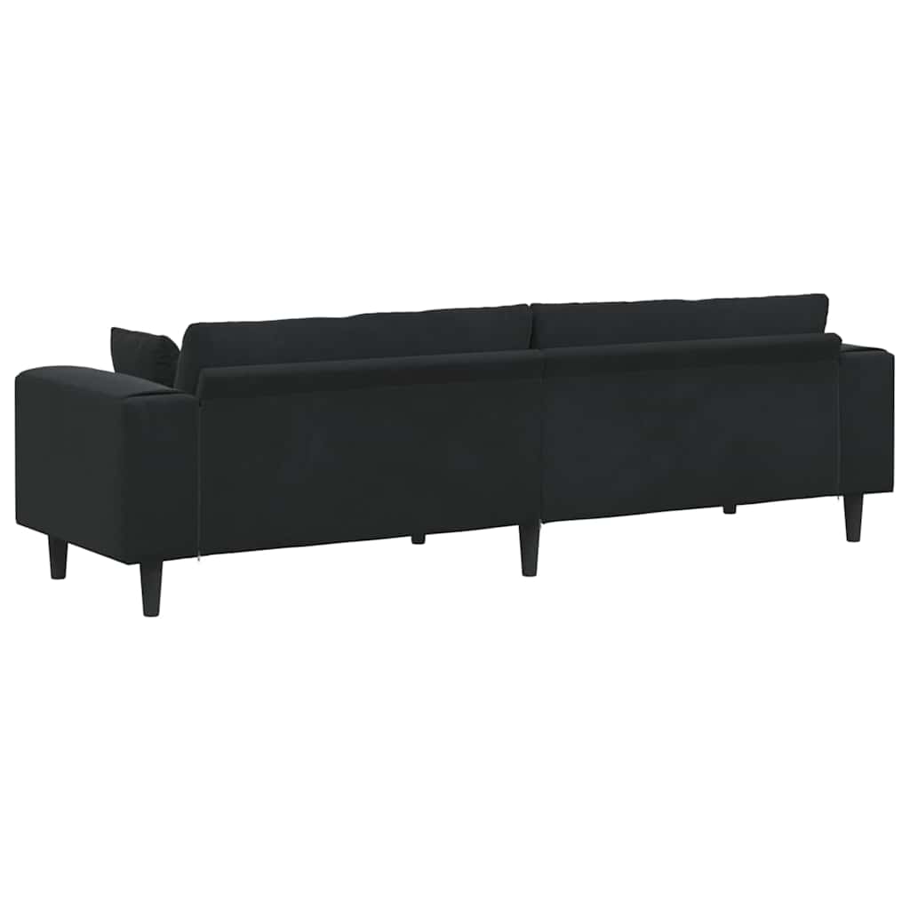 Velvet Sofa with Cushion Black 208 cm Velvet