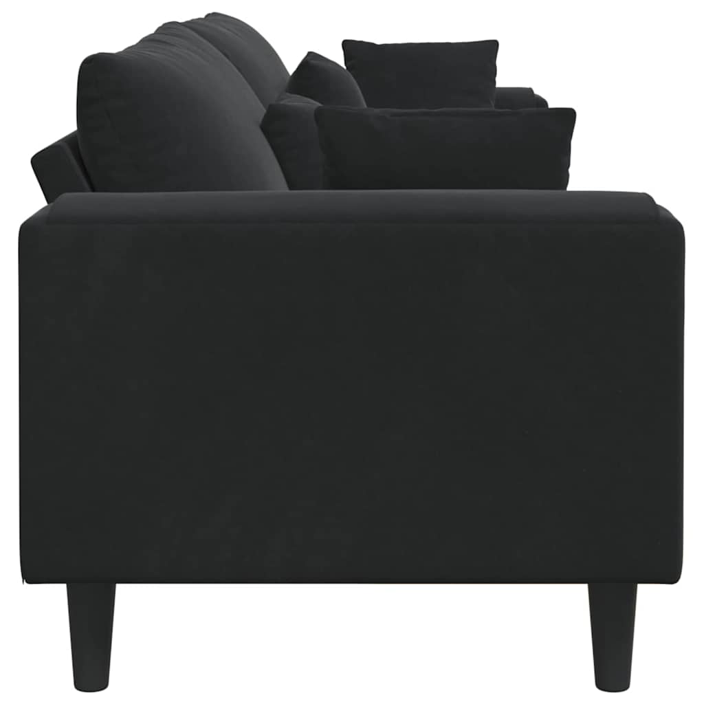 Velvet Sofa with Cushion Black 208 cm Velvet