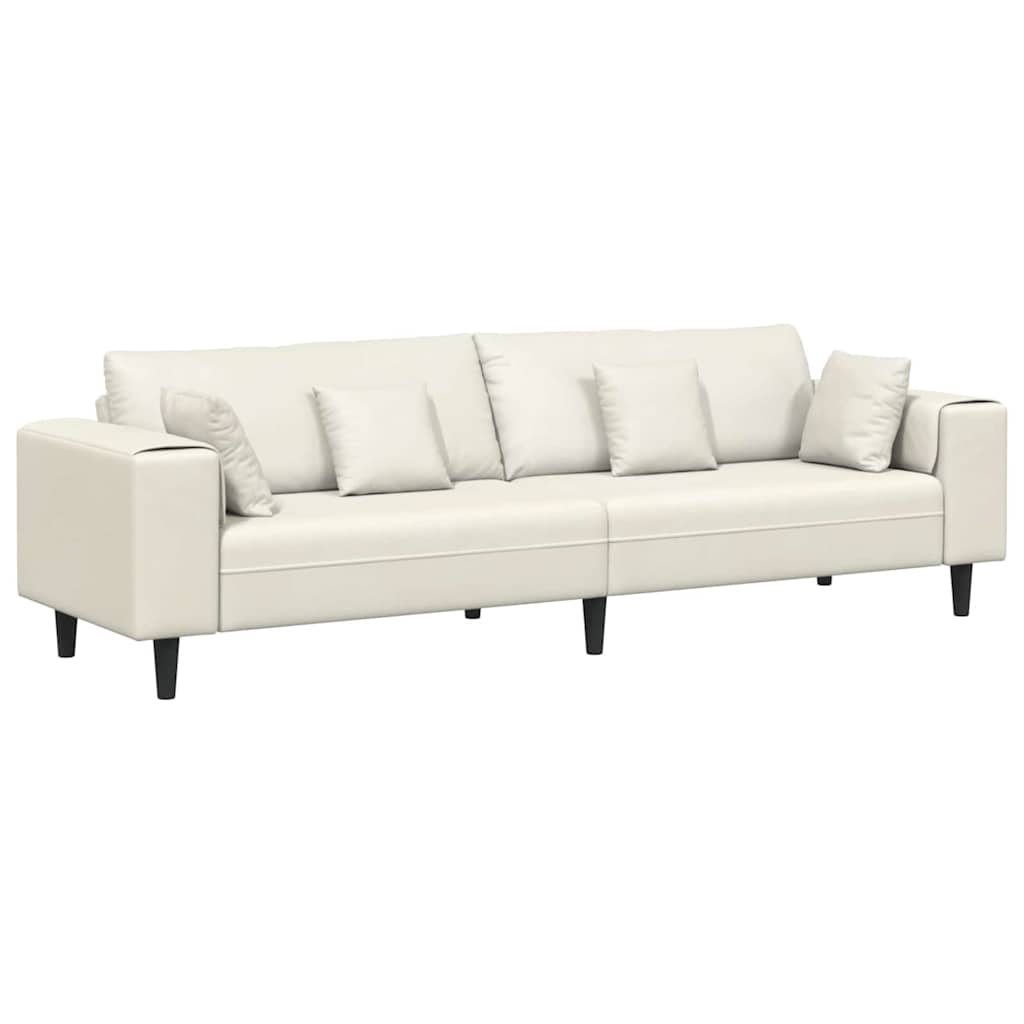 Velvet Sofa with Cushion Cream 208 cm Velvet