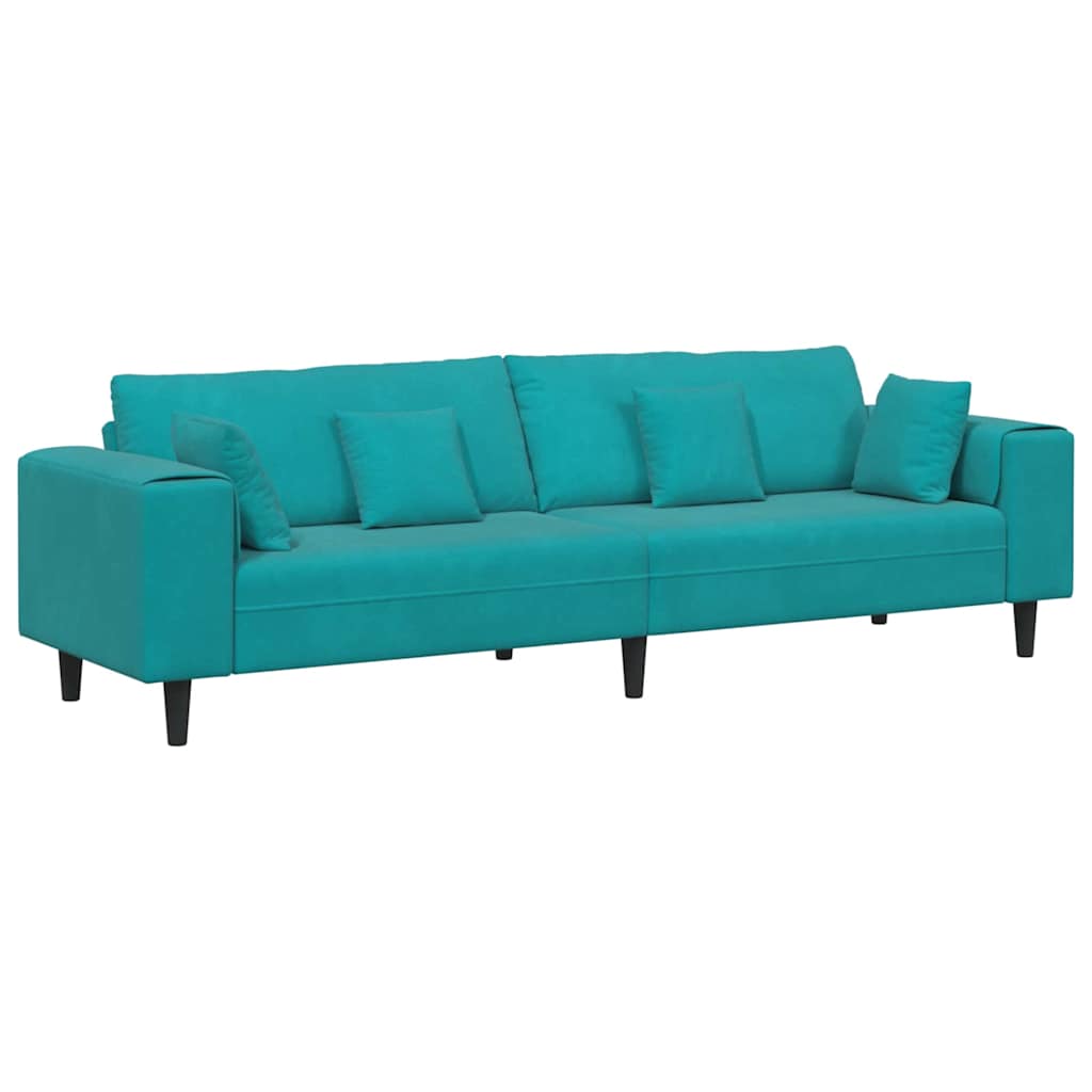 Velvet Sofa with Cushion Turquoise 208 cm Velvet
