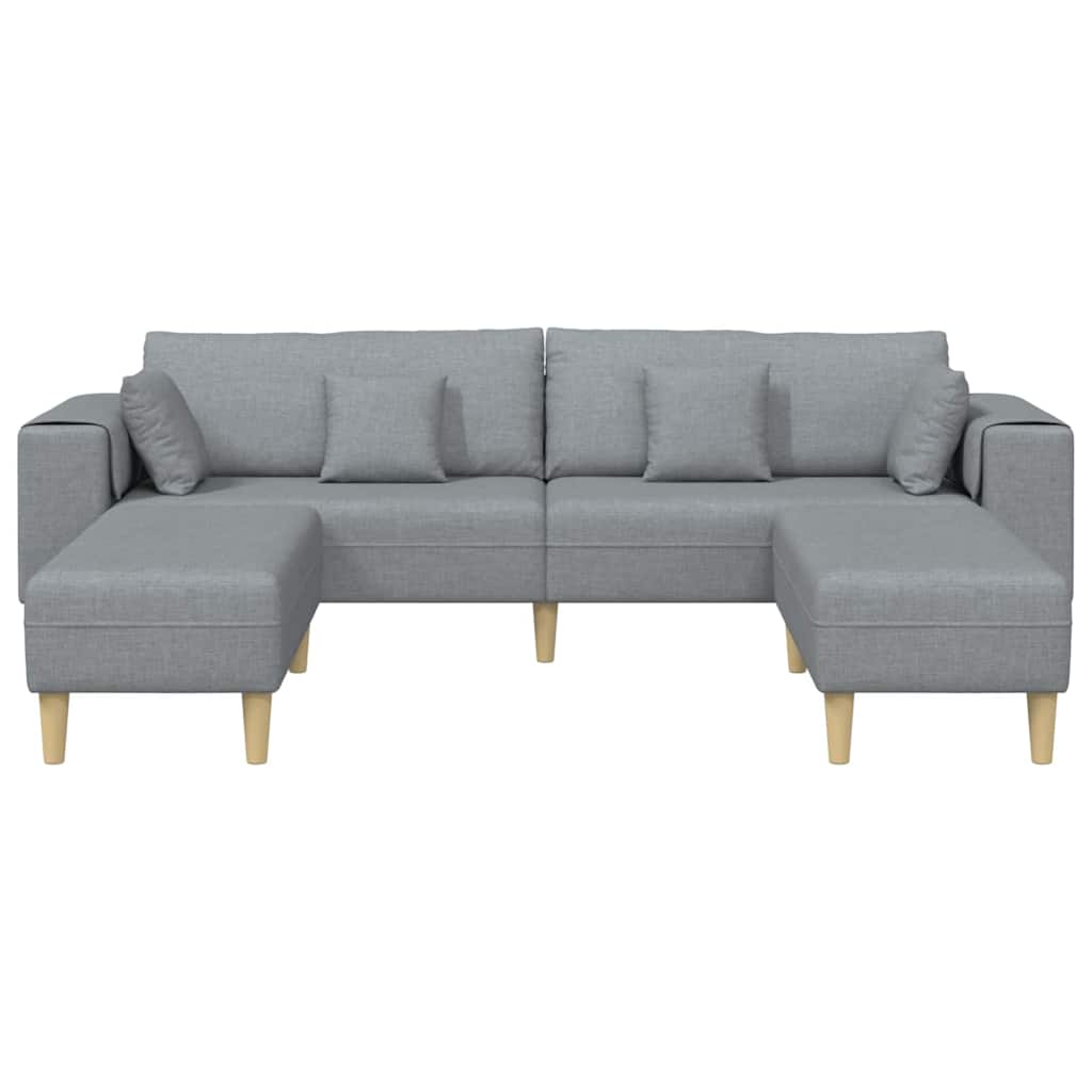 Fabric Sofa with Cushion Light Grey 208 cm Fabric
