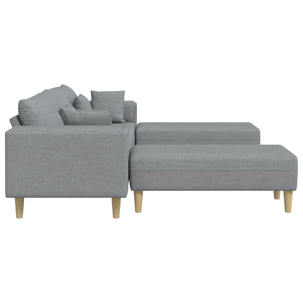 Fabric Sofa with Cushion Light Grey 208 cm Fabric